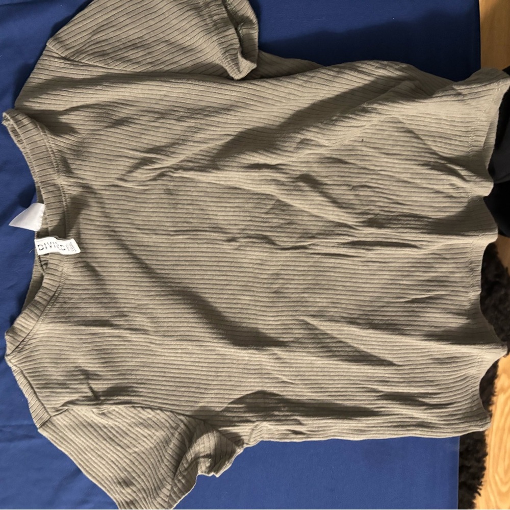 H&M Divided Olive Ribbed Top